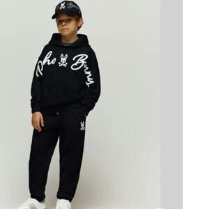Psycho Bunny Kids Tate Chenille Black Sweatpants Size: S